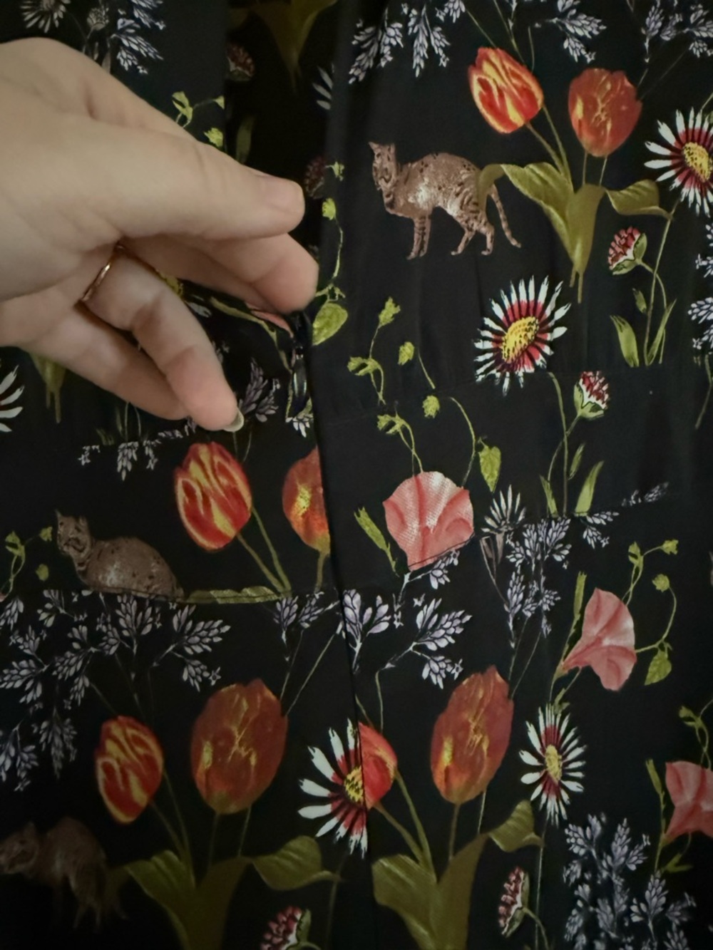 ASOS Black Floral Tie-Sleeve Midi Dress - Picture 10 of 11